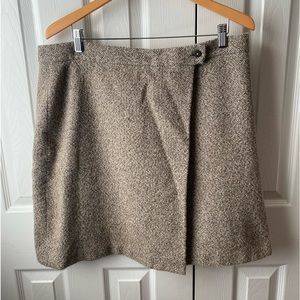 Brooks Brothers Brown Italian Tweed Wool Blend A-line Wrap Skirt SZ 10